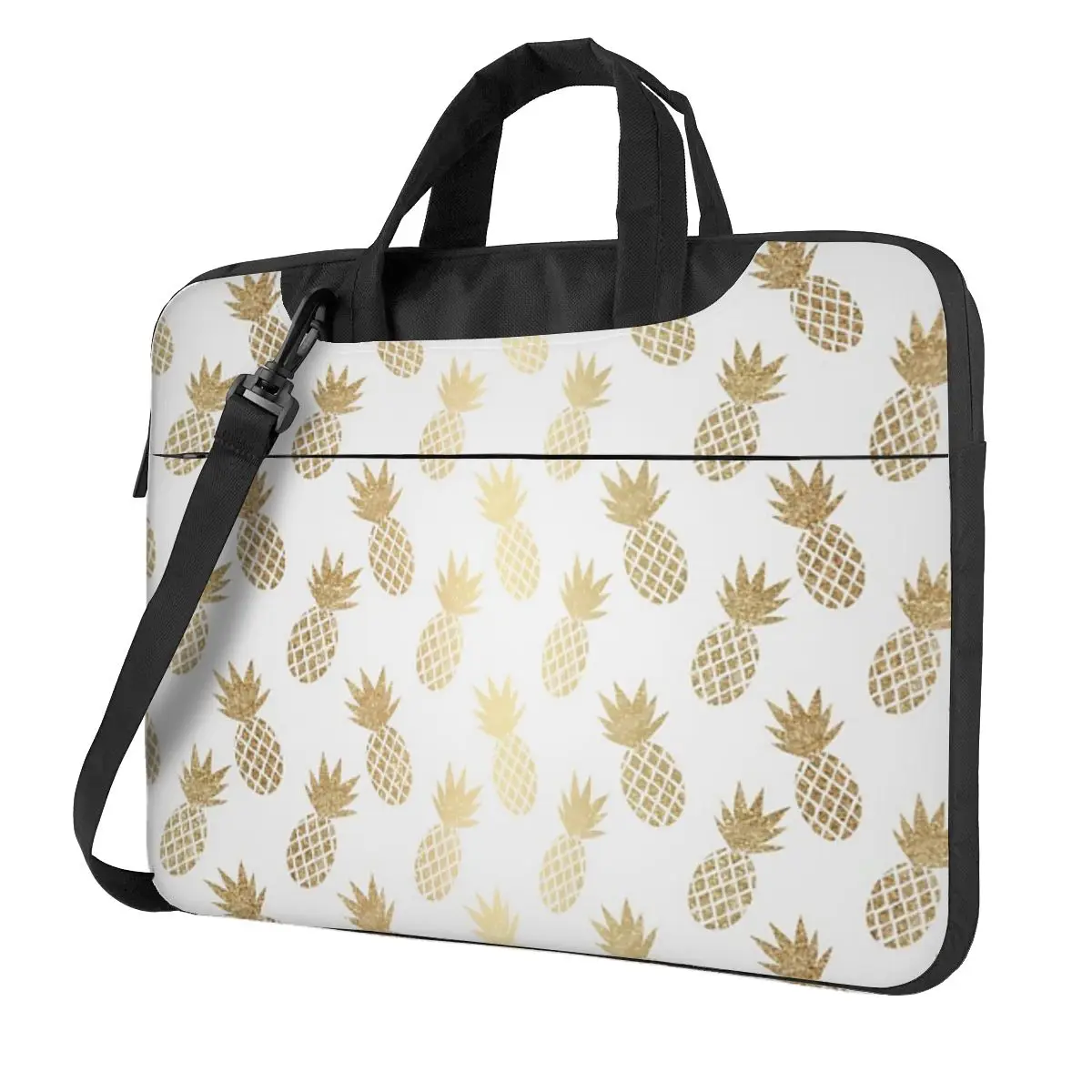 

Gold Pineapple Pattern Crossbody Laptop Bag Case Computer Bag 13 14 15.6 Inch Notebook Pouch for Macbook Pro Lenovo