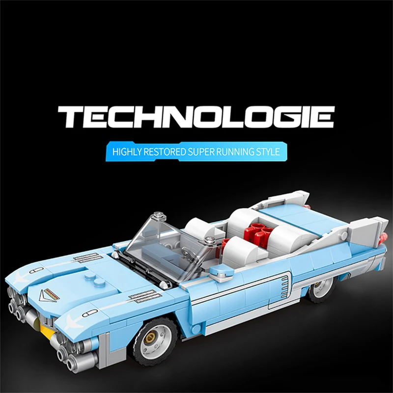 

1: 24 Blue Sedan Eldorado, 308 шт. строительные блоки, спортивные автомобили, игрушечные модели, STEM детские строительные блоки, игрушки