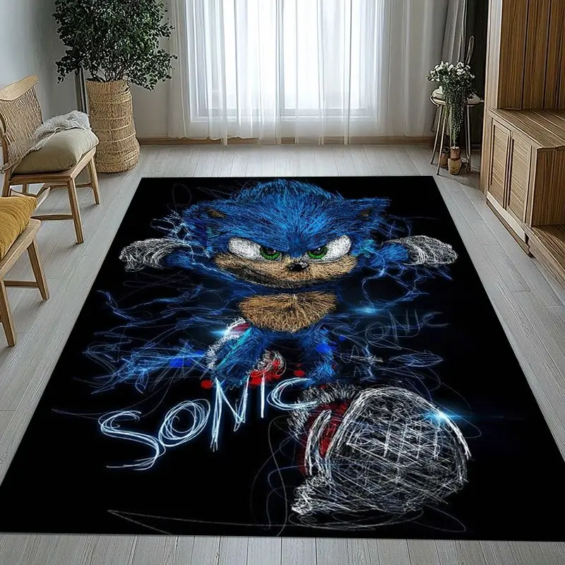 Cartoon S-Sonic Rings K-Knuckles Game Soft Non-Slip Area Rug for Living Room,Bedroom Playroom Carpet Mat for Sofa,Home Decor