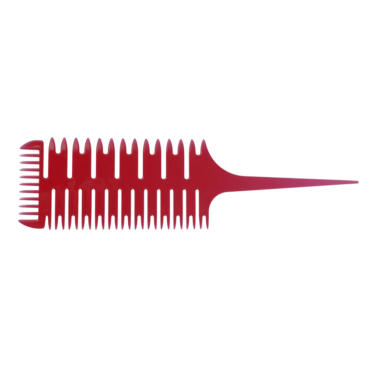 

1pc 3 Sides Fish Bone Shape Comb Salon Dyeing Coloring Dispensing Brush for Women Girls (Red) ribs comb