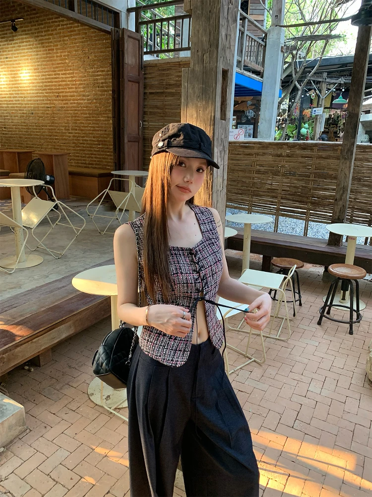 

Жилет FHEER Eaton School Design с поясом для коррекции фигуры, женская верхняя одежда, многослойный топ из полиэфирного волокна, V-образный вырез, стандартная длина