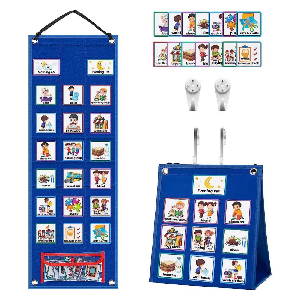 Wall Calendar Kids Visual Schedule Chart 2-in-1 Daily Chore Routine Learning Tool Waterproof Calendar Office School