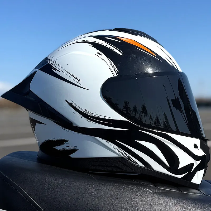 LVS-703-Unisex Full Face Motorcycle Helmet, DOT Approved ABS Shell, All Season Breathable Shockproof Street Bike Safety Gear