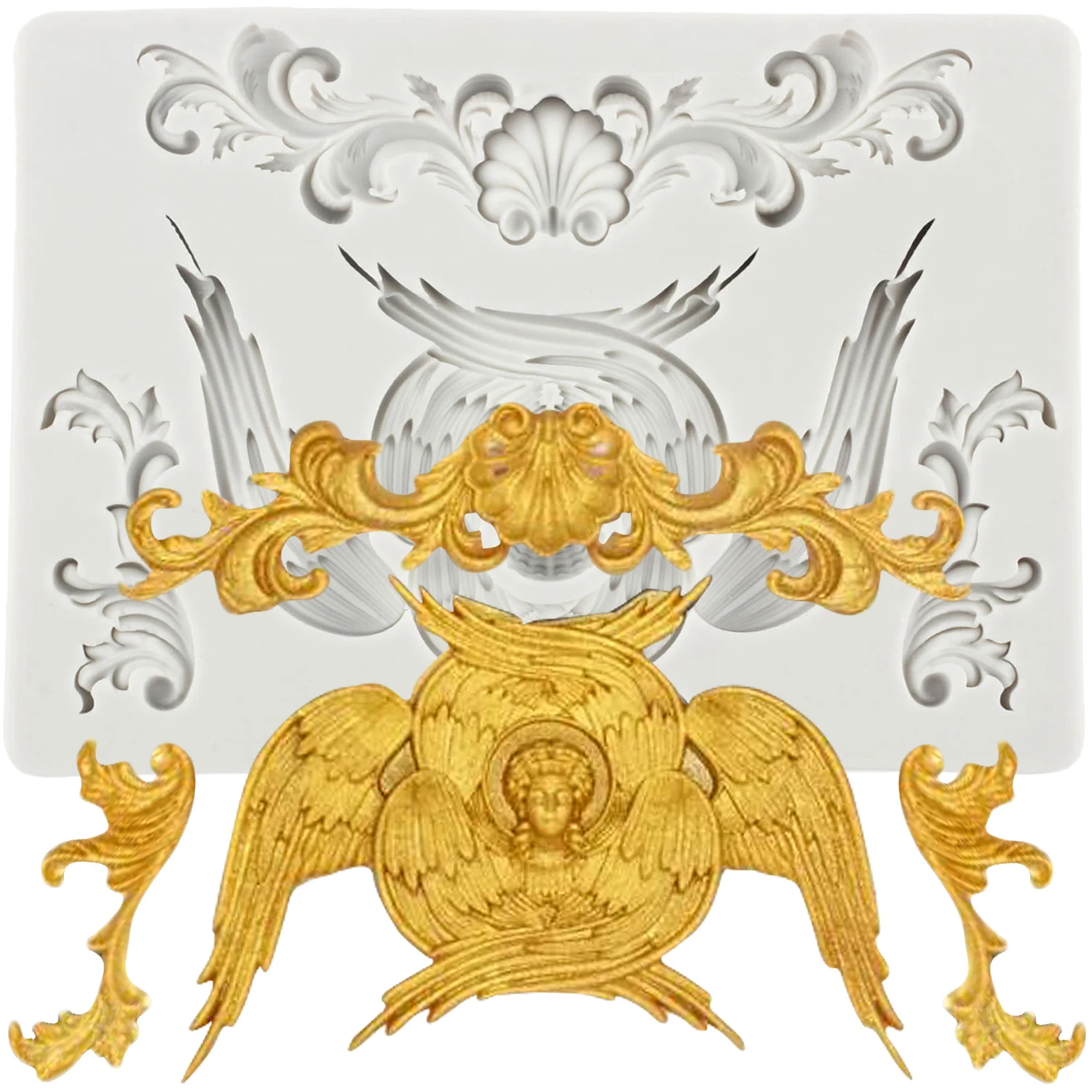 Baroque Angel Silicone Molds Relief Angel Fondant Cake Decorating Tools Cupcake Topper Candy Craft Gum Paste Polymer Clay
