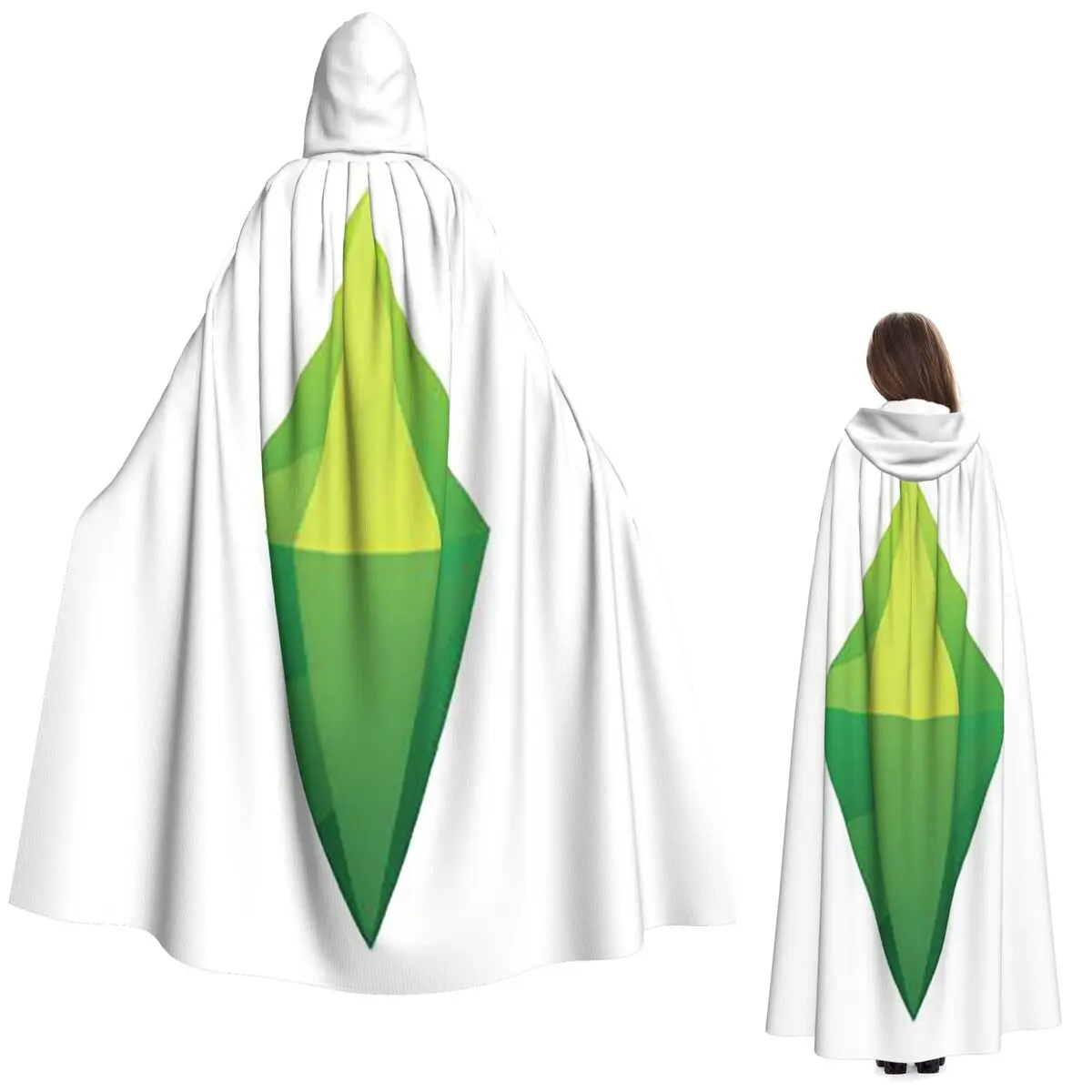 عباءة Sims 4 Plumbob الطويلة ذات القلنسوة الساحرة في القرون الوسطى زي تنكري معطف الهالوين للبالغين للجنسين #1