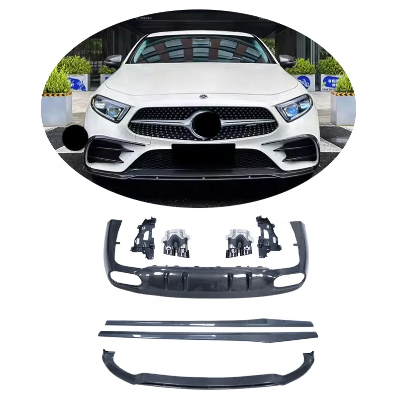 

Carbon Body Kit for Mercedes Benz CLS Class C257 W257 Front Lip Rear Lip Diffuser Side Skirts for CLS350 4MATIC 18-21