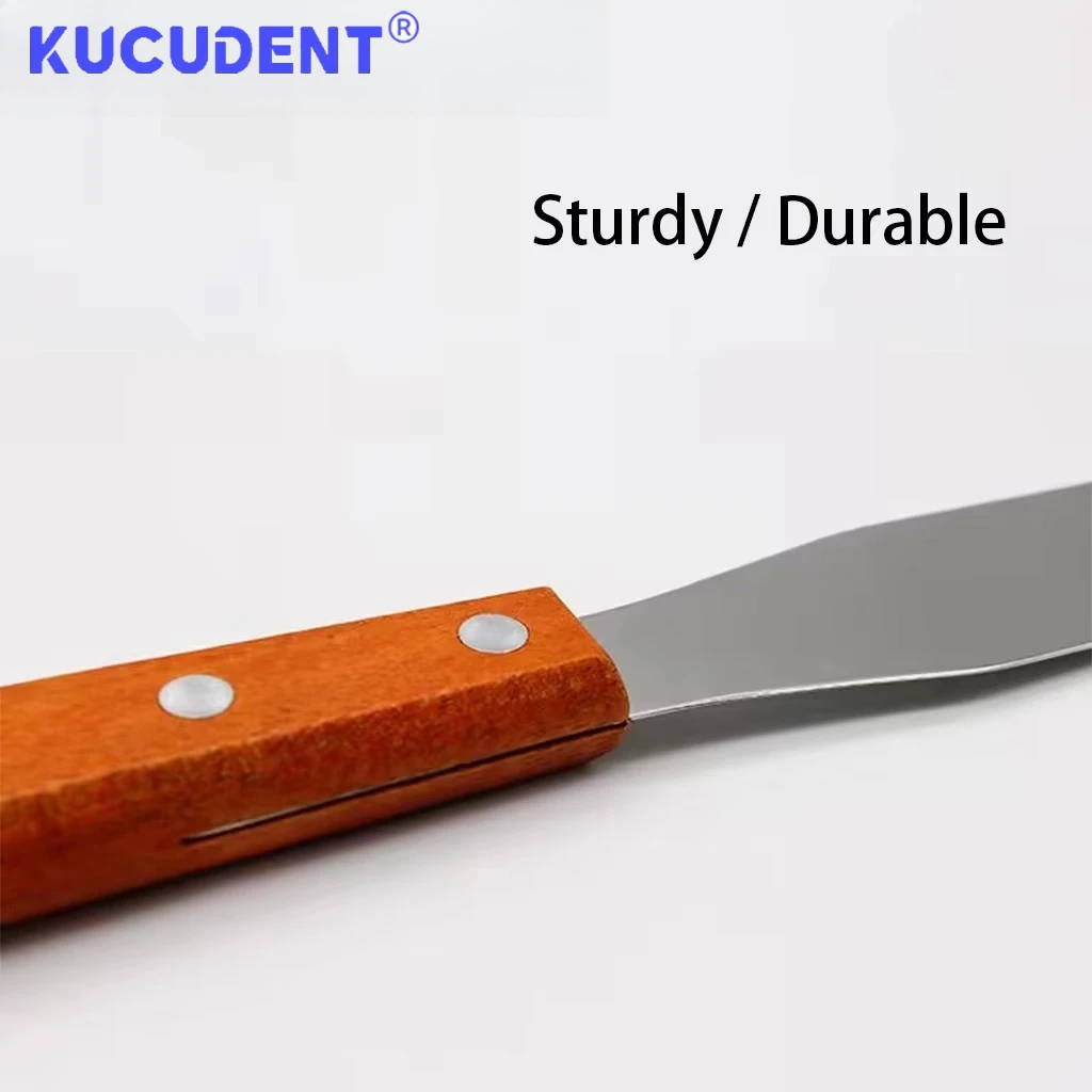 1PC Dental Stainless Steel Plaster Spatula Alginate Mixing Knife with Wooden Handle Cement Powder Mold Impression Dentist Tools