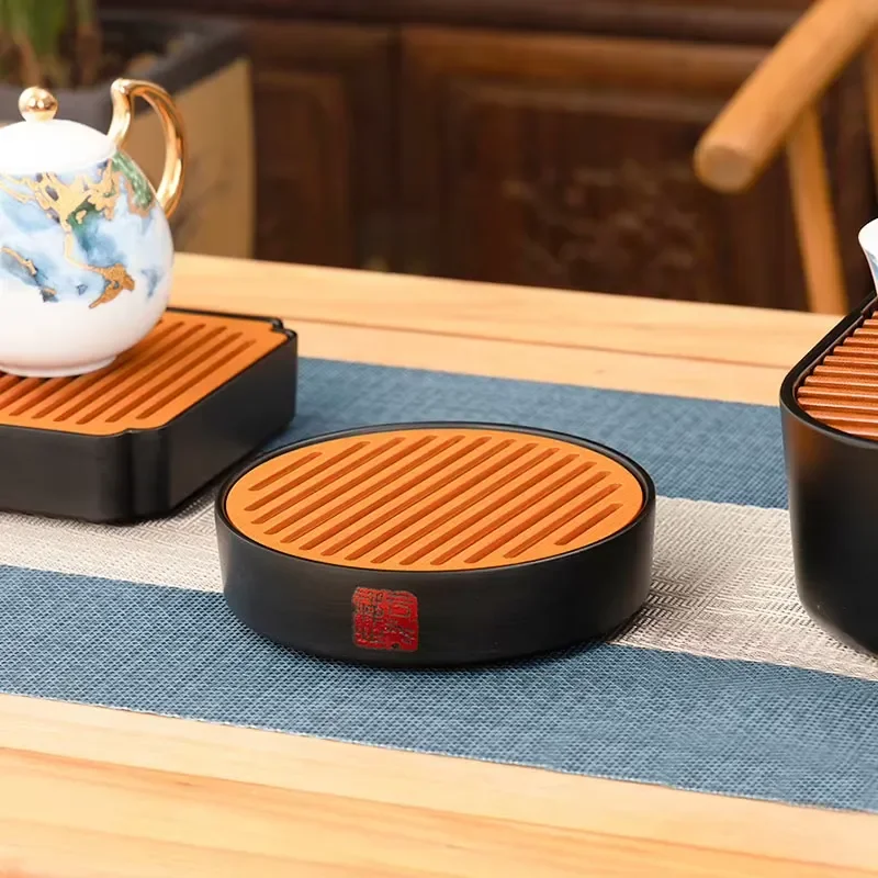 Square Bakelite Water Storage Tea Tray Dry Brewing Table Chinese Style Portable Outdoor Tea Set for One Person