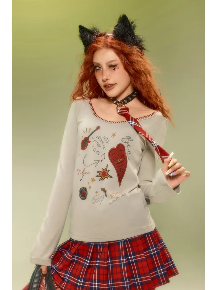 

Женская футболка BeerBro American Sle Spicy Girl Long Sve, ранняя весна 2024, вязаная внутренняя одежда в стиле панк, верхняя уличная одежда...