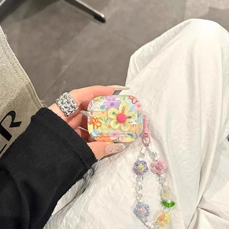 

Summer Flowers Pattern Protective Sleeve For AirPods Pro 2 Bluetooth New Model AirPods 4 Third Generation Earphone Accessory