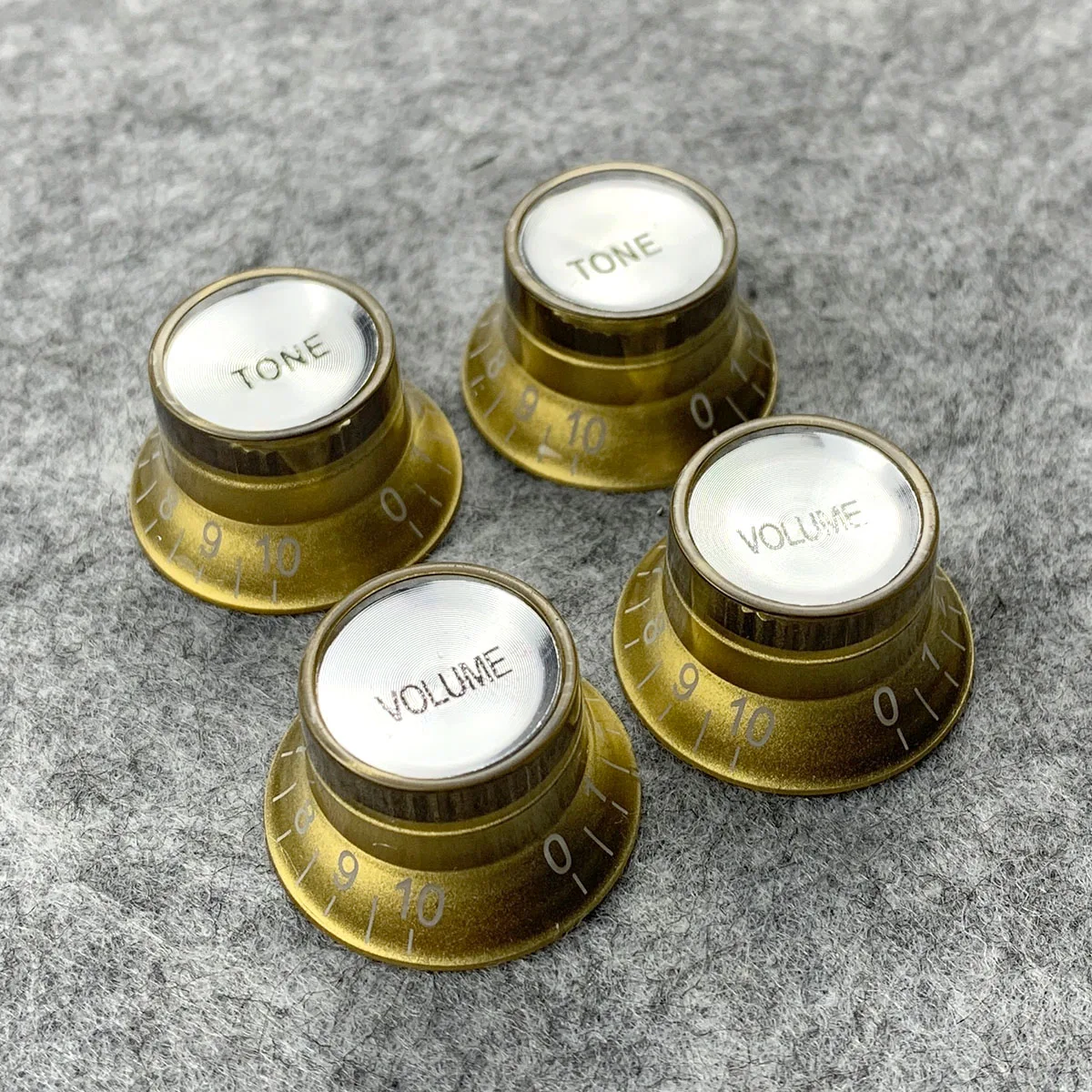 FLEOR 4PCS Top Hat Knobs 2T2V Tone Volume Speed Control Guitar Knobs Gold for LP Guitar Parts