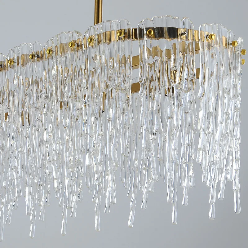 

Postmodern restaurant chandelier ice cream series simple art bar counter light luxury chandelier rectangular living room crystal