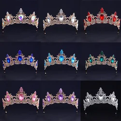 Luxury Princess Crystal Crown Vintage Baroque Rhinestone Tiara for Woman Bridal Wedding Party Headdress Jewelry Hair Accessories