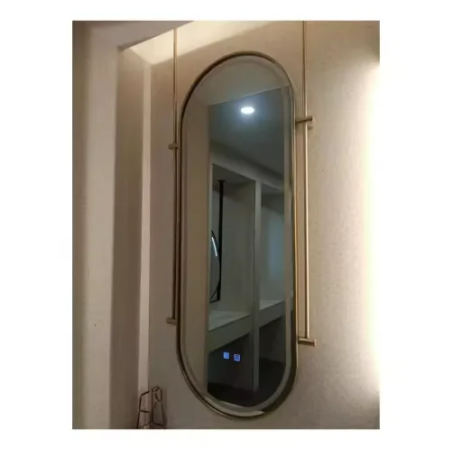 

Modern Hotel Bathroom Stainless Steel Hanging Mirror Bedroom Hollow Cosmetic Mirror Toilet Simple Oval Mirror