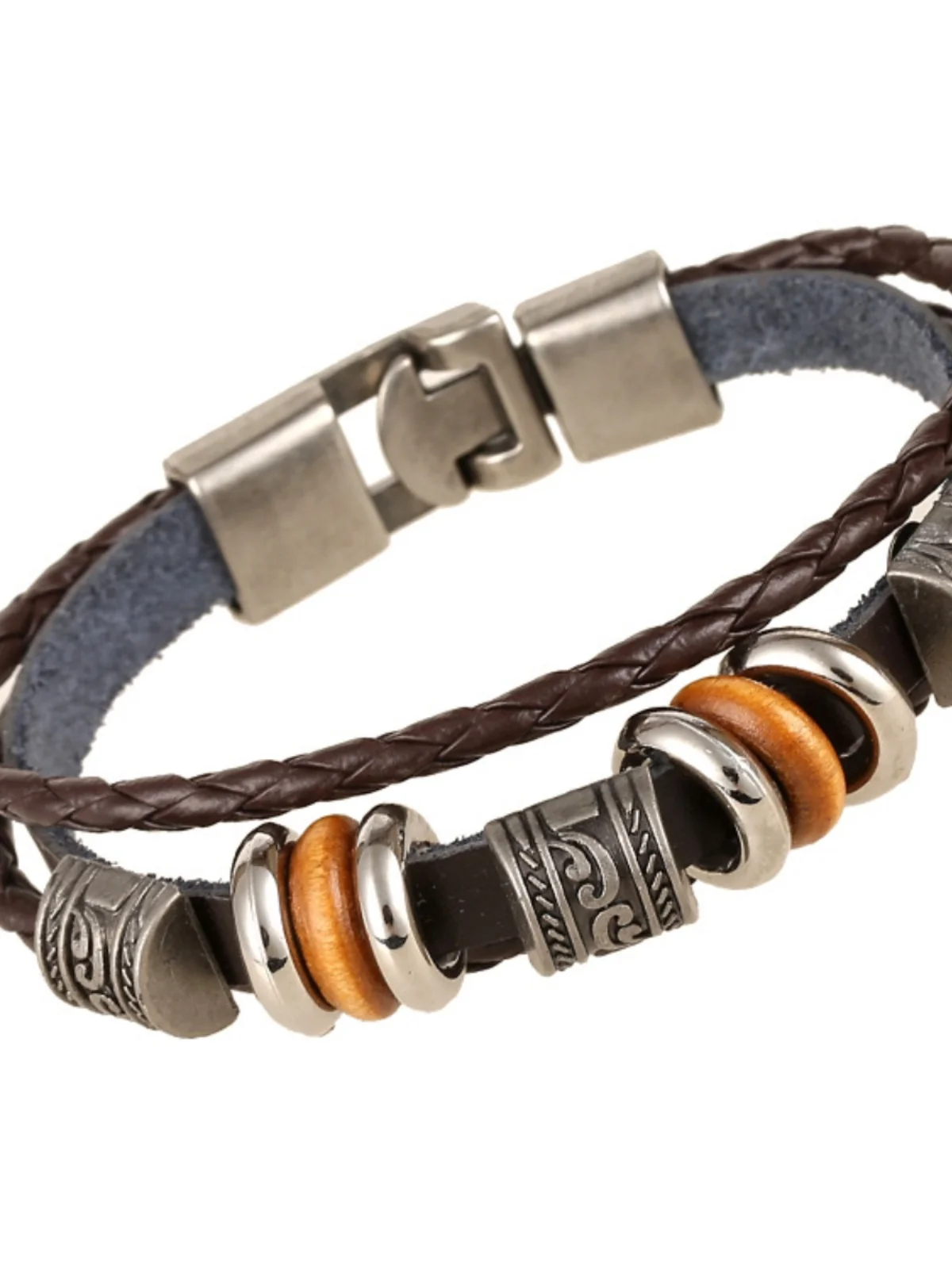 Soul Collision Retro Jewelry Simple Handmade Beaded Multi-layer Leather Bracelet European and American Fashionable Men's Hands