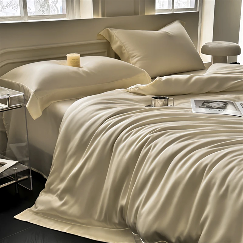 

600TC Egyptian Cotton Luxury Hotel Style Wide Edge Solid Color Bedding Set Duvet Cover Flat/Fitted Bed Sheet Pillowcases 4Pcs