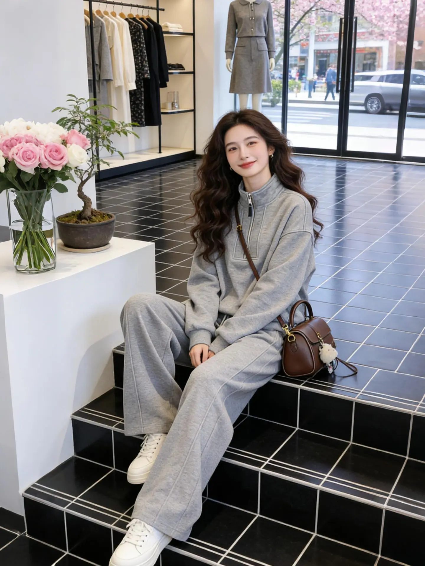

2026 Spring New Korean Style Women's Sweatshirt And Pants Set Maturity Light Unique Design High Quality Commute Style Fashion