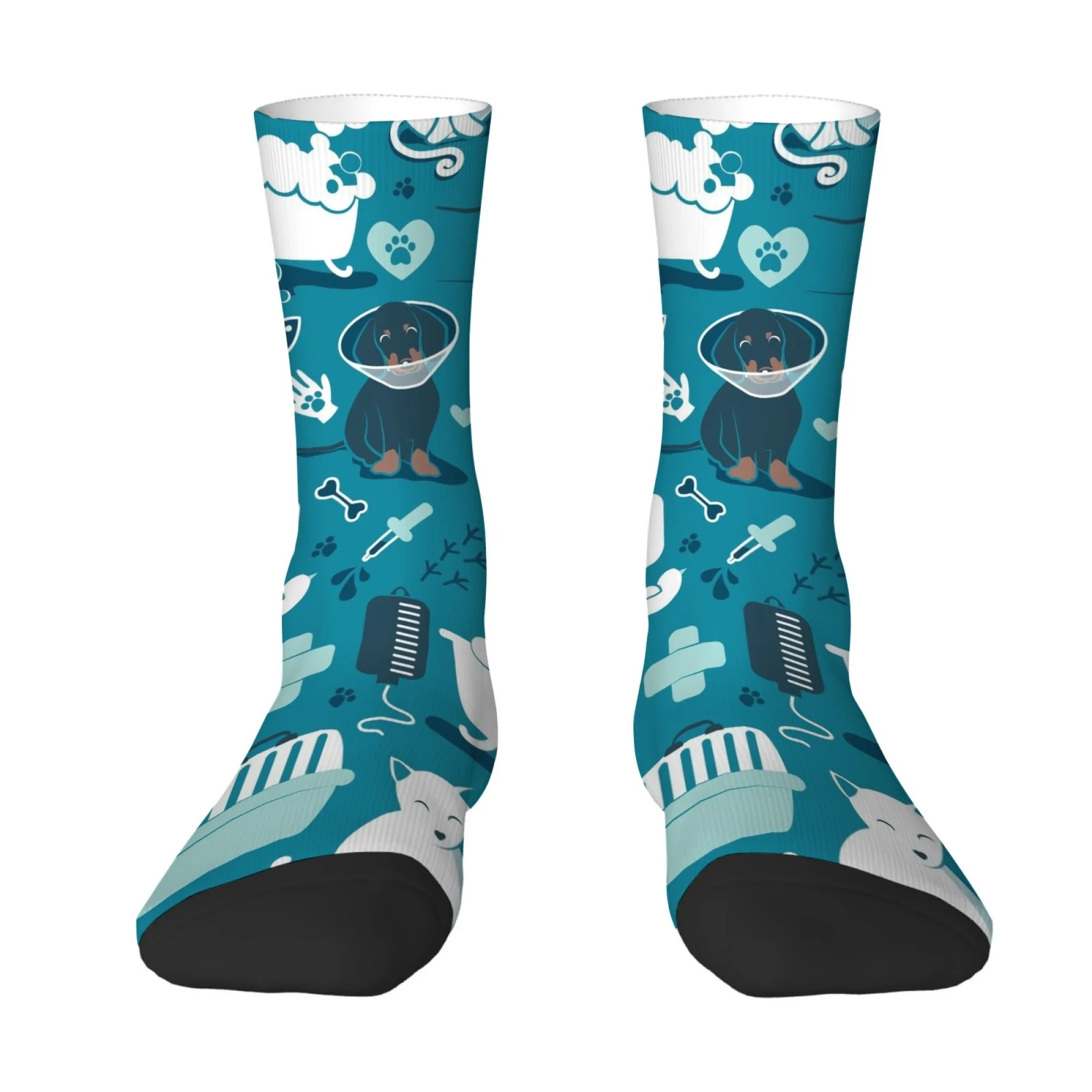 Pet Medical Print Mid-calf Socks Cute Cartoon Funny Design Fashionable Street Style Hiking and Skateboarding Sports Socks