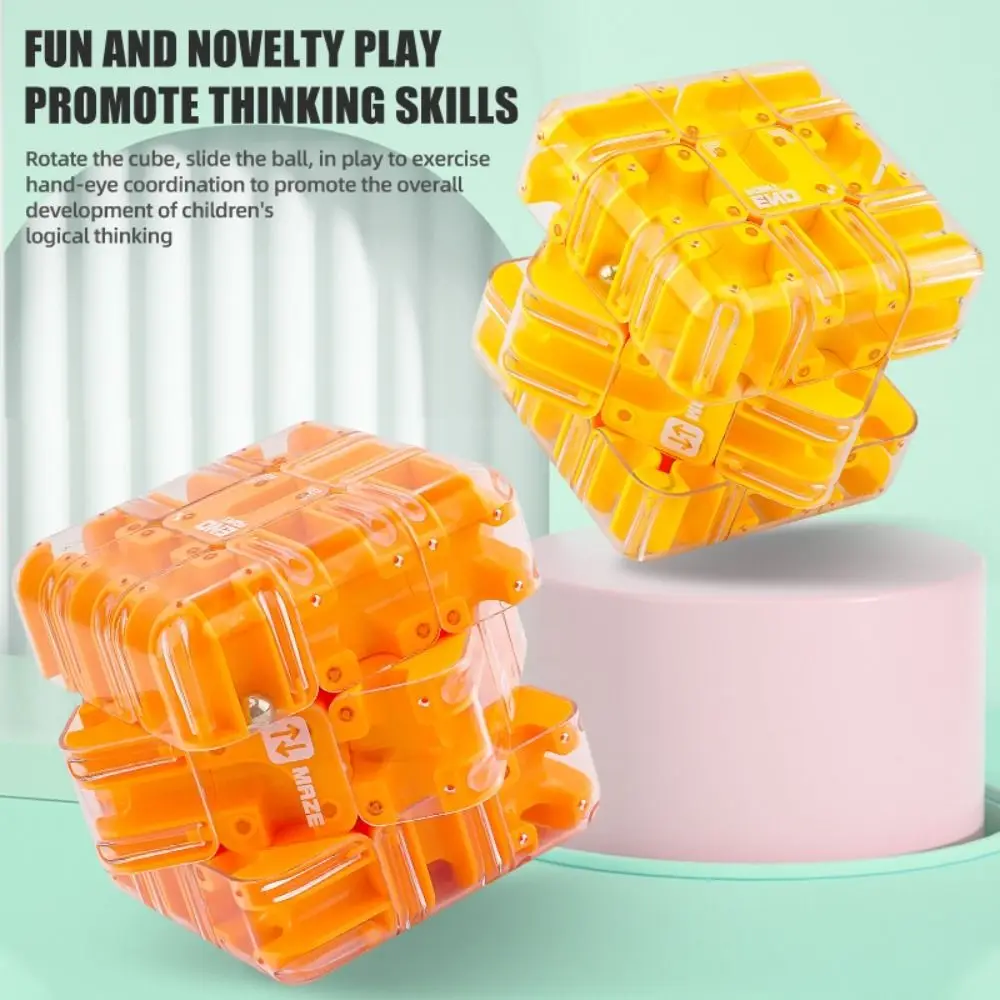 3D Puzzle Ball Maze Stress Resistant Clear Shell Intelligence Cube Magic with Steel Ball Educational Fingertip Puzzle