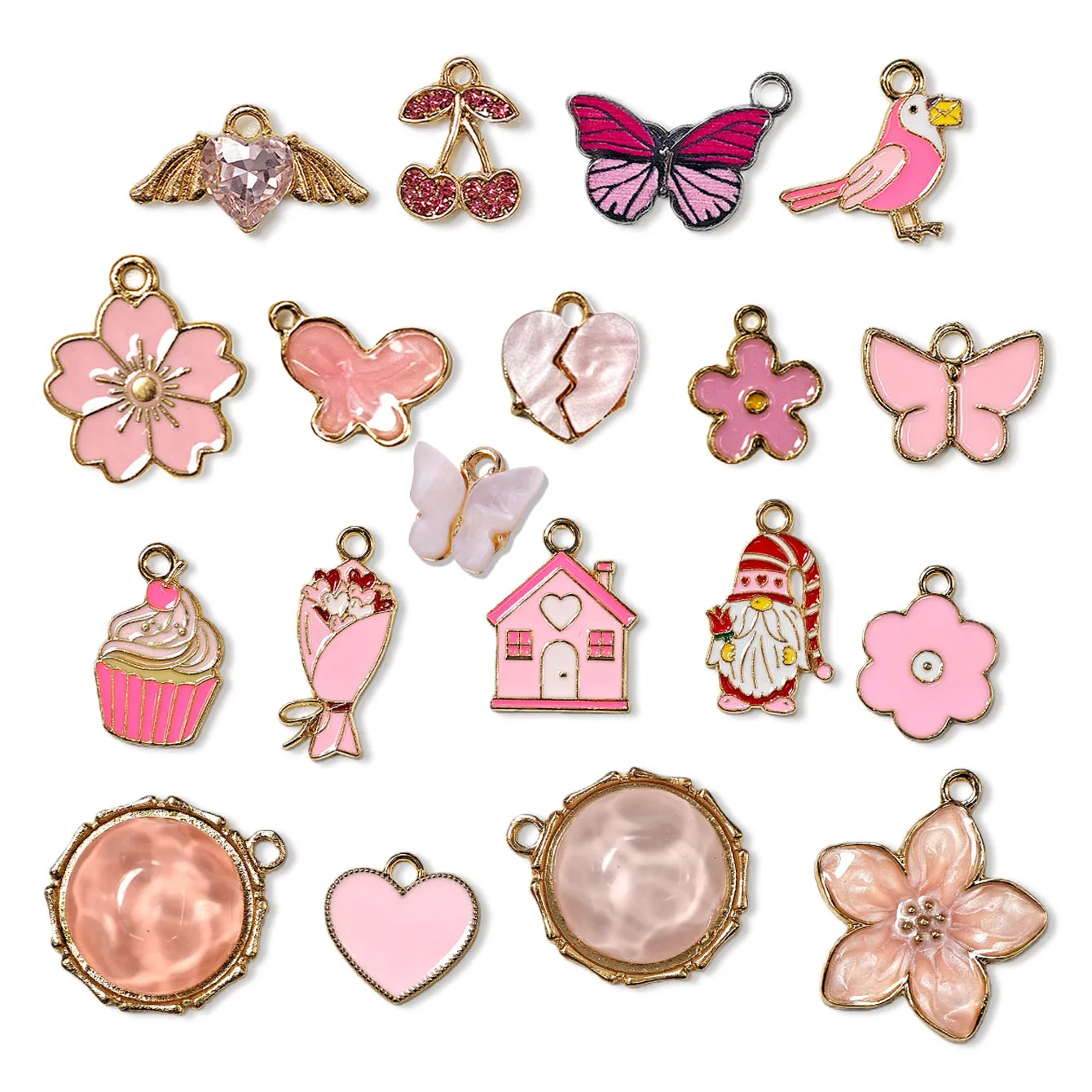 

Cute Sweet Pink Alloy Enamel Pendants Suitable For Women's Earrings Necklaces DIY Keychains Jewelry Accessories