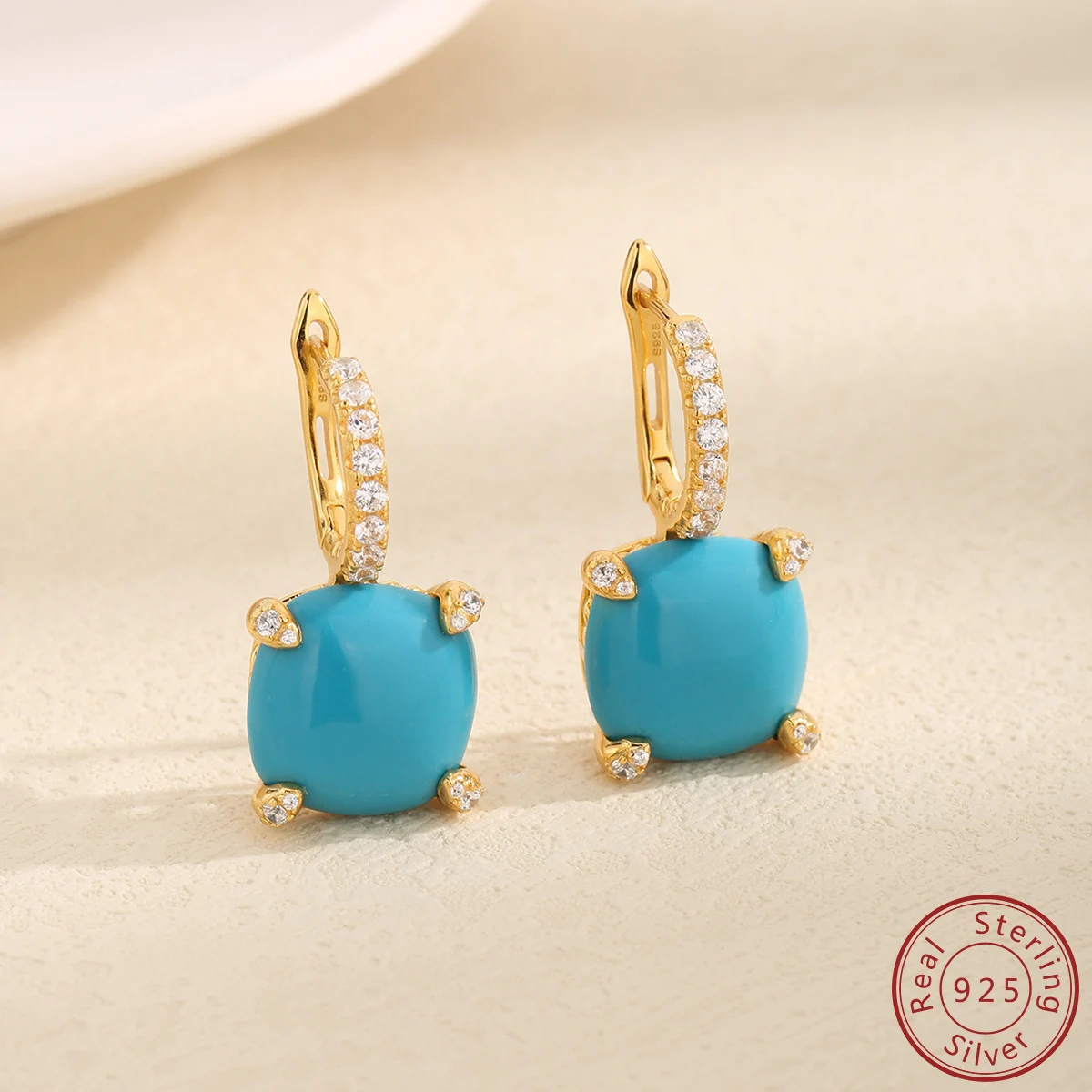 

2023 New 100% S925 Sterling Silver Square Green Pine Zircon Earrings Fashion Versatile Wedding Accessories Jewelry Gifts