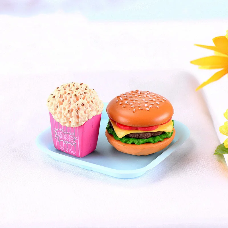 6Pcs Simulation Food Kitchen Toy Pretend Play Cooking Hamburger Fries Miniature Model Fake Bread Fast Food Kids Educational Toys