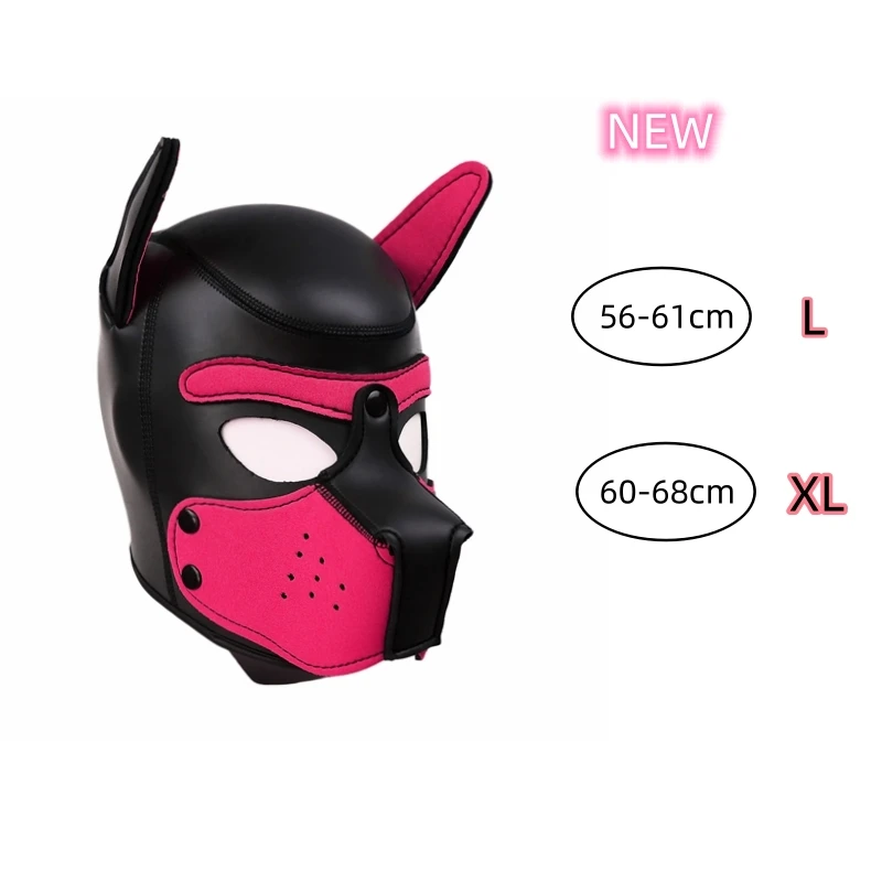 Xl Code Merk Vergroten Grote Maat Puppy Cosplay Kostuums Gewatteerde Rubberen Hoofdkapmasker Met Voor Oren Mannen Vrouwen Hond Rollenspel