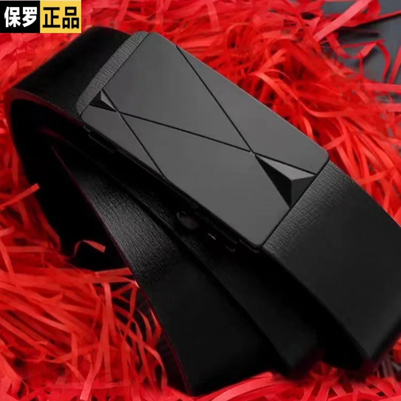 Adjustable Men's Business Belt - Automatic Buckle with Alloy Button - Toothless Inner Wear Design for Trendy & Middle-Aged Men