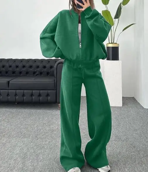 Damski komplet jesienno-zimowy: kardigan, odzież sportowa, moda uliczna, kurtka z długim rękawem, długie spodnie, dwuczęściowy zestaw casualowy.