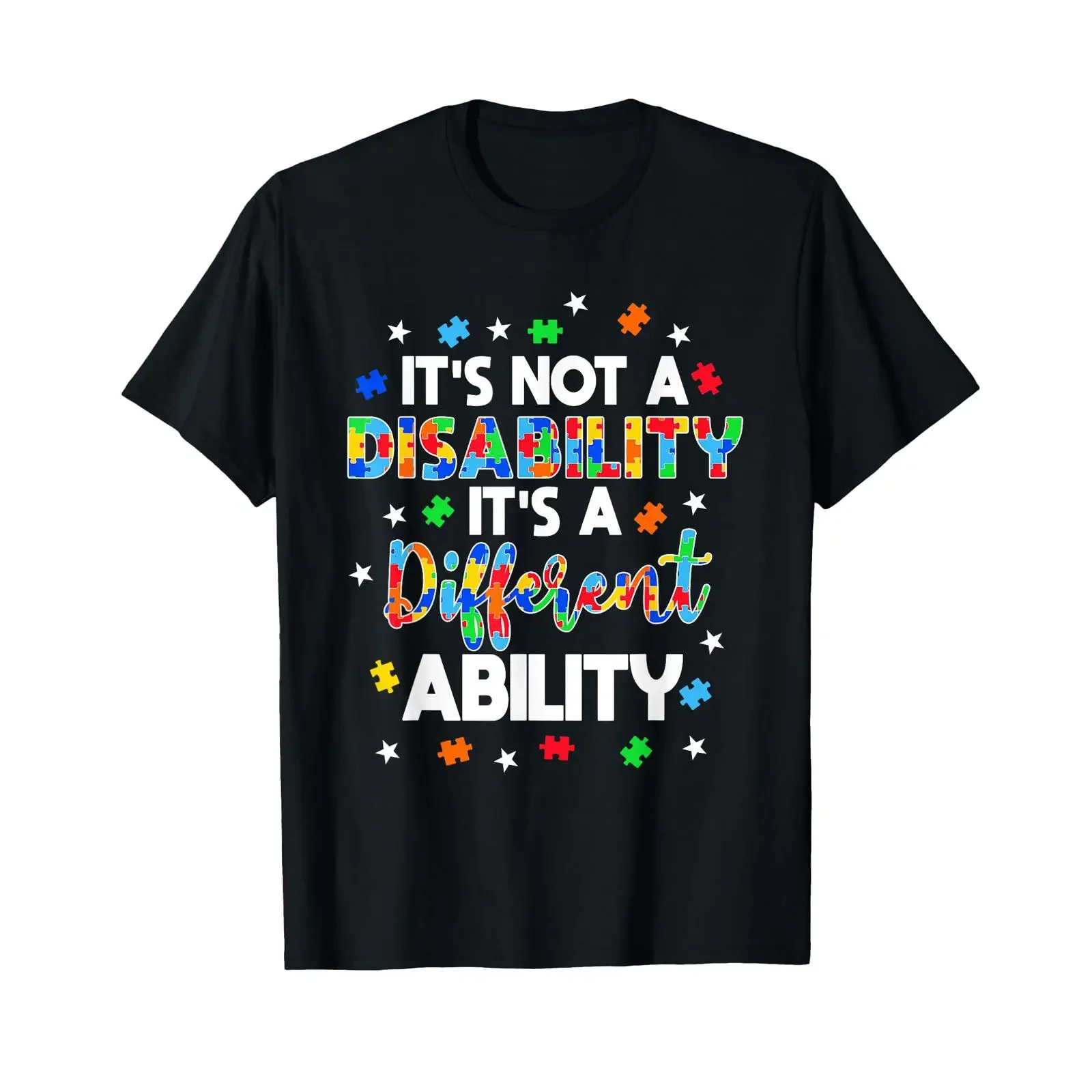 It's Not A Disability Different Ability Autism T Shirt vintage Washed Casual Soft Top For Everyday Wear Comfortable graphic
