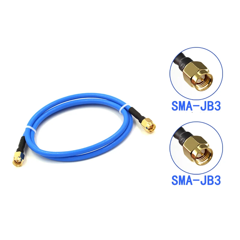 SMA male to SMA male connector RG141 blue semi-flexible cable