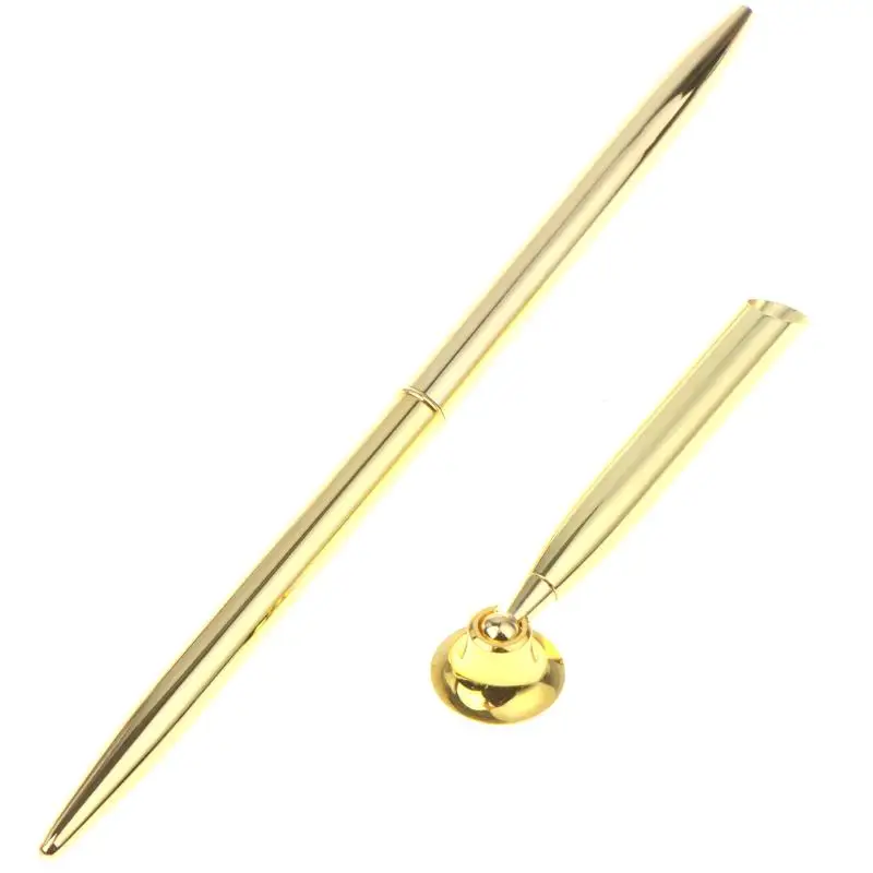 ●Ballpoint Pen, Retro Metal Ballpoint Pen Attached Base Stand Desk Office Counter Wedding Guest Sign Signature Pens Set