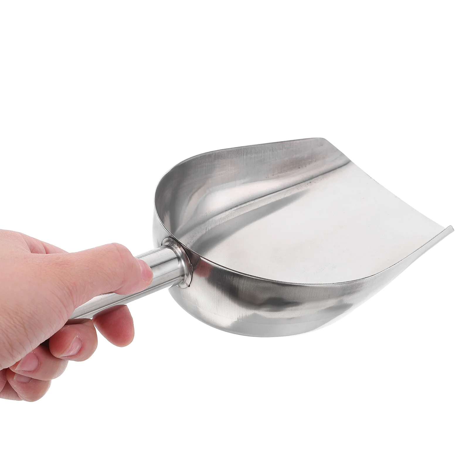 

2pcs Stainless Steel Ice Cube Shovel Home Kitchen Scoop Nut Grain Bean Flour Dried Food Bar Restaurant Compact Handy Seamless
