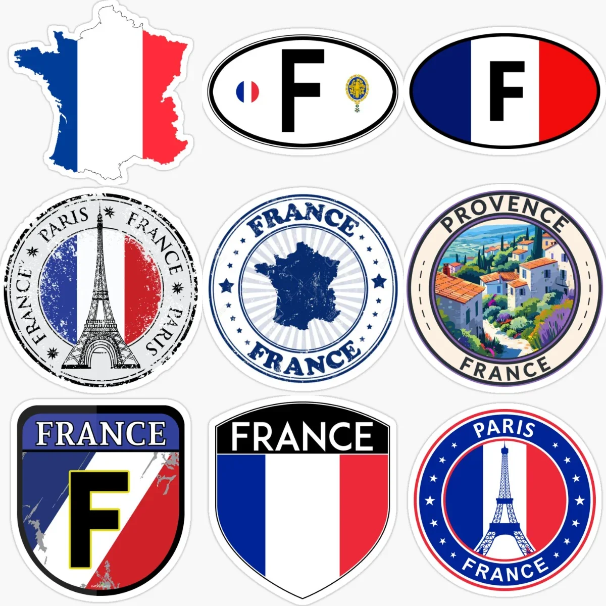

France Flag Map Emblem Creative Personalized Stickers for Car Bicycle Helmet Motorcycle Windshield Window Decoration Accessories