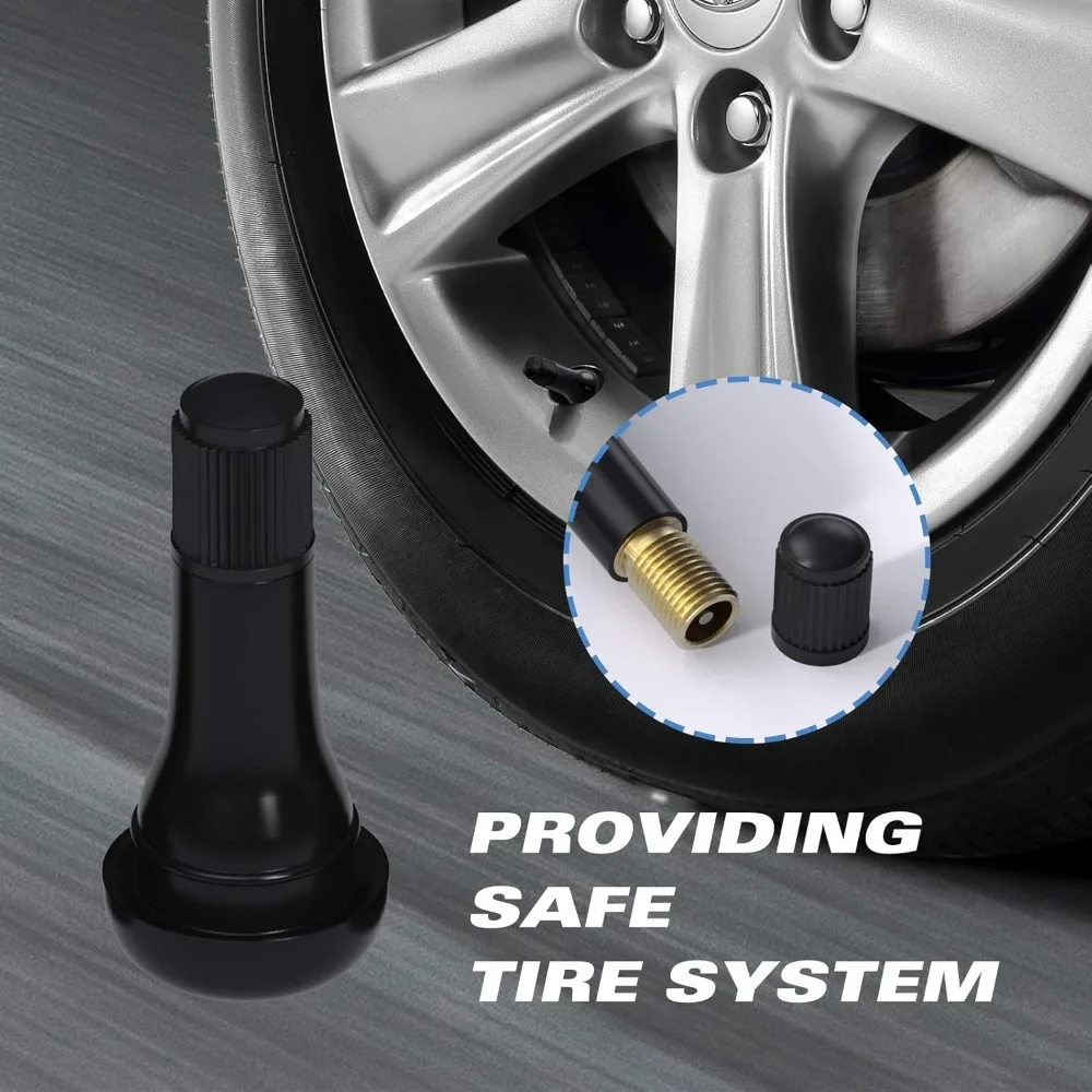 1-100Pcs TR413 Snap-In Tire Valve Stems Automotive Parts Black Rubber Valves Replaceable Parts With Dust CapRubber Valves - view 3
