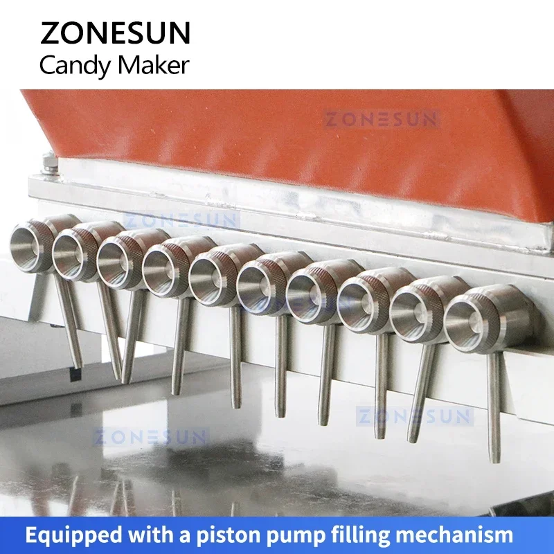 ZONESUN-máquina para hacer dulces de goma, depósitator de Chocolate, relleno de ganache de caramelo, equipo de confitería, ZS-GD10 de embalaje de dulces