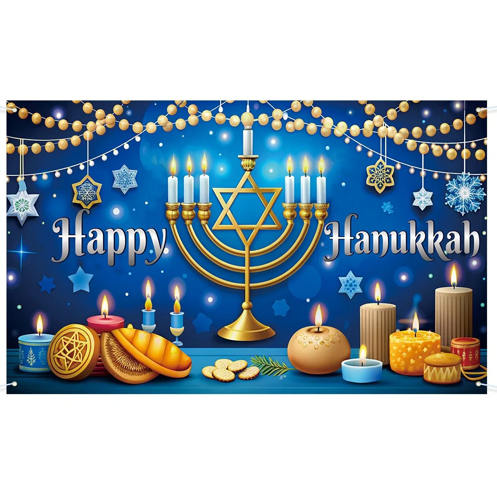 Judaism Happy Hanukkah Backdrop Jewish Jesus Passover Candlestick Party Decor Photographic Background Photography Photo Studio