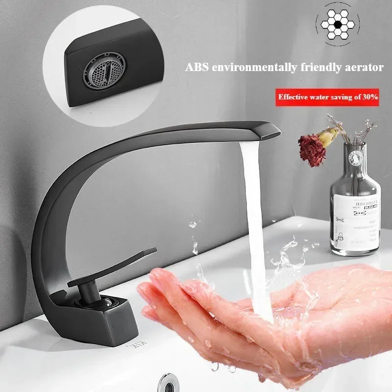 Bathroom Faucet Gold White Bathroom Basin Faucet Cold Hot Water Mixer Sink Tap Deck Mounted Black Tap