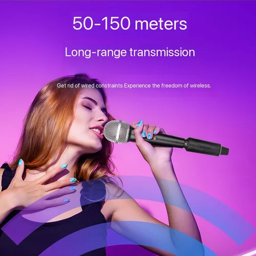 Imagen 2 del producto Transmisor automático de 2,4 GHz con receptor, sistema de micrófono inalámbrico, adaptador convertidor de micrófono XLR, configuración para micrófono dinámico de condensador