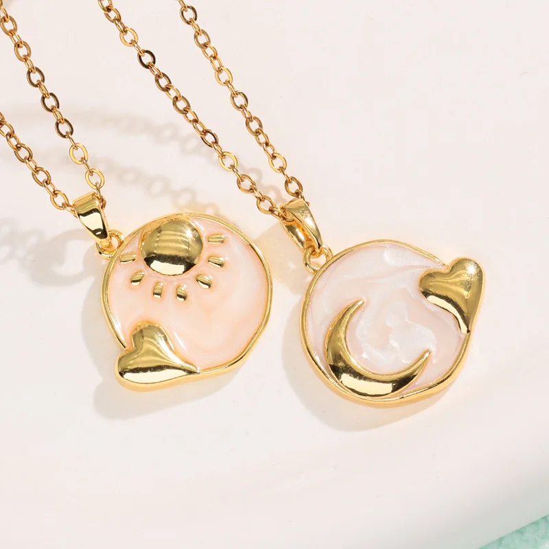 2026 New Drip Oil Geometric Starry Sky Heart Pendant Necklace Elegant Personality Simple Exquisite Versatile Clavicle Chain