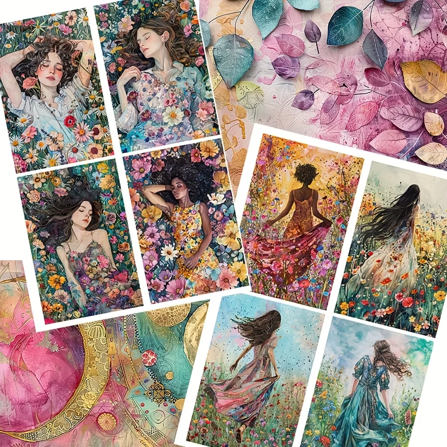 90-teiliges Hintergrundpapier- und Aufkleber-Set, buntes Blumen- und Sternmuster, DIY-Bastelarbeiten, Junk-Tagebuch, Scrapbooking, Grußkarten – Detail 3