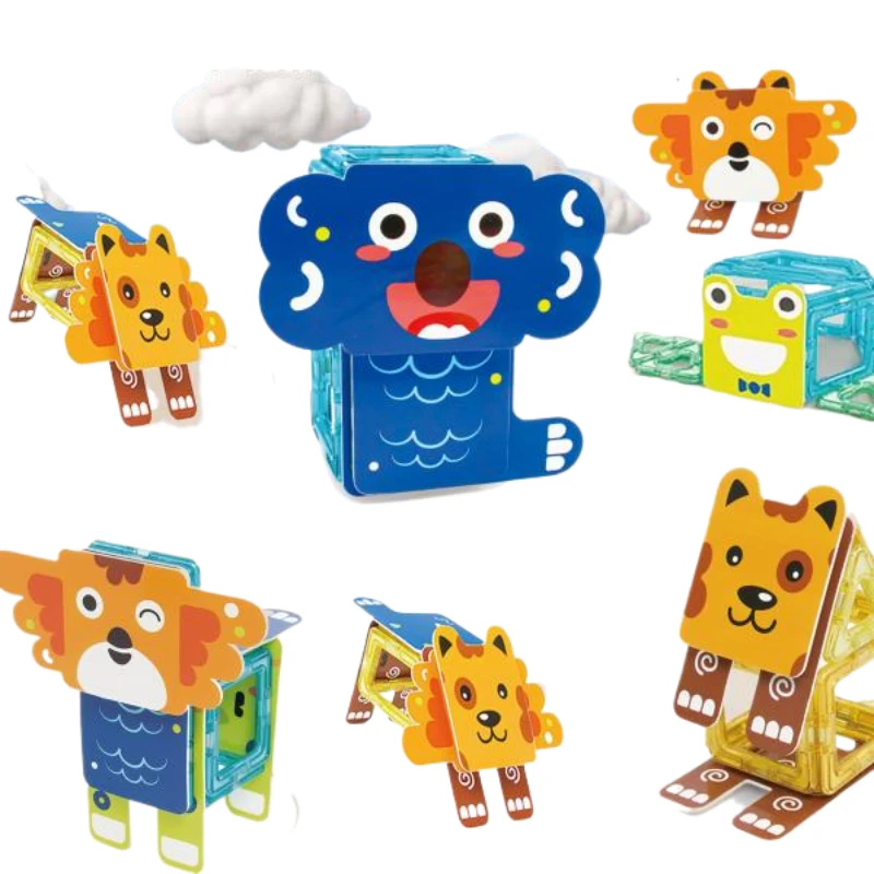 

35 PCS Magic Magnet Block Set, 3D Animal Design Educational DIY Series for Toddlers Aged 3+, Birthday and Children's Day Gift