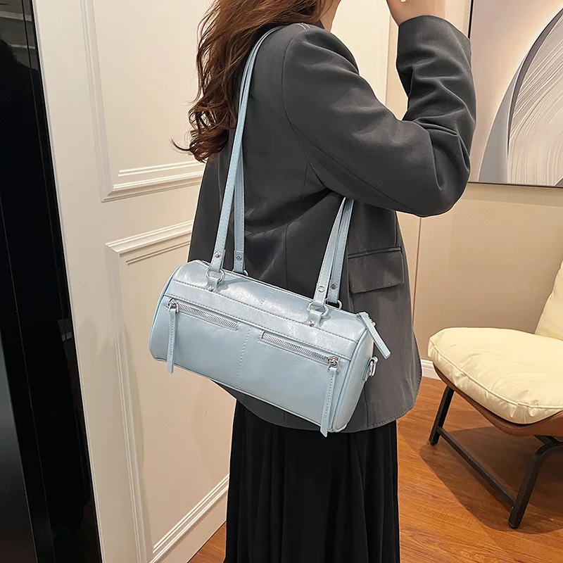 2024 Korean version new niche design casual handbag Underarm cylindrical bag portable single crossbody shoulder tote bag bolsas