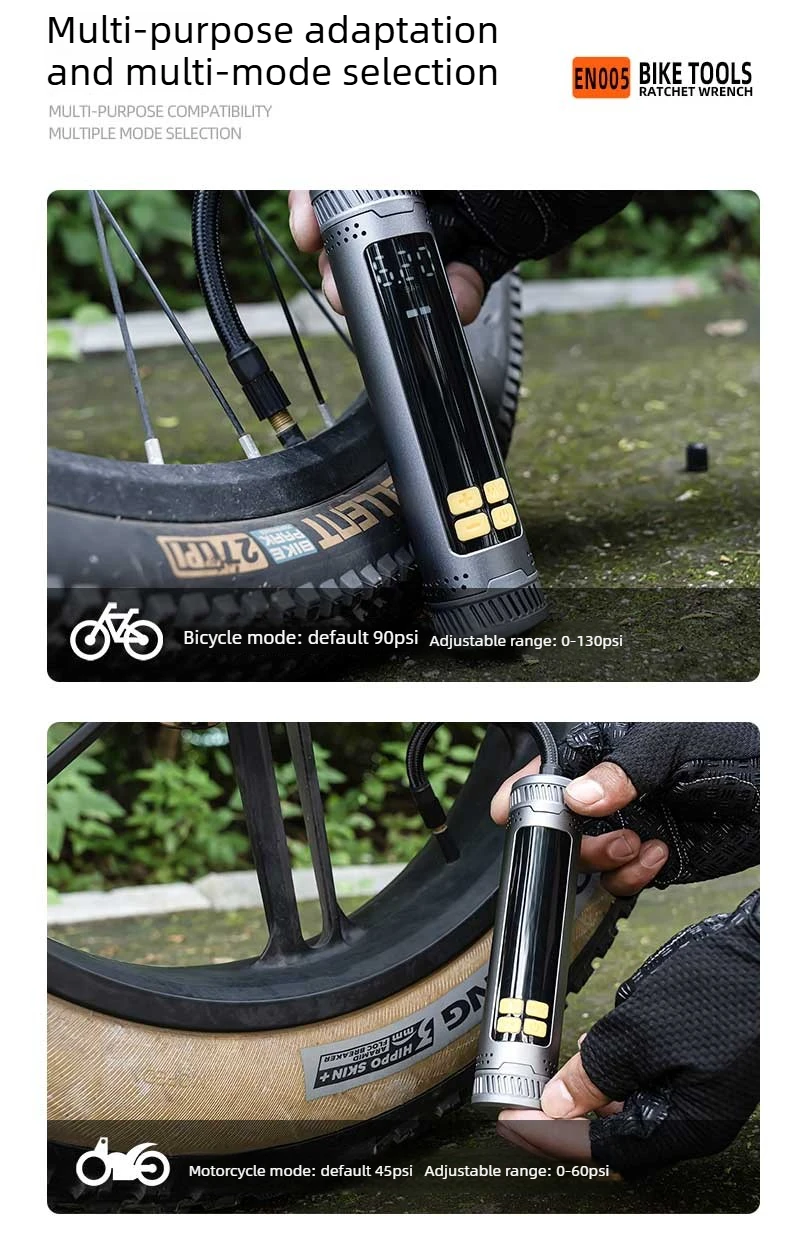 ENLEE Neuer Intelligenter Tragbarer Luftkompressor Kabelloser Elektrischer Reifenfüller Digitaler Druckmesser Fahrrad- und Motorrad-Reifenfüller – Detail 12