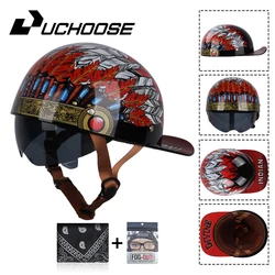 Czapka z daszkiem uchoc kask motocyklowy w stylu Vintage Retro letnie otwarte oblicze skuter Cruiser Chopper Gangster DS mężczyźni kobiety dziecko