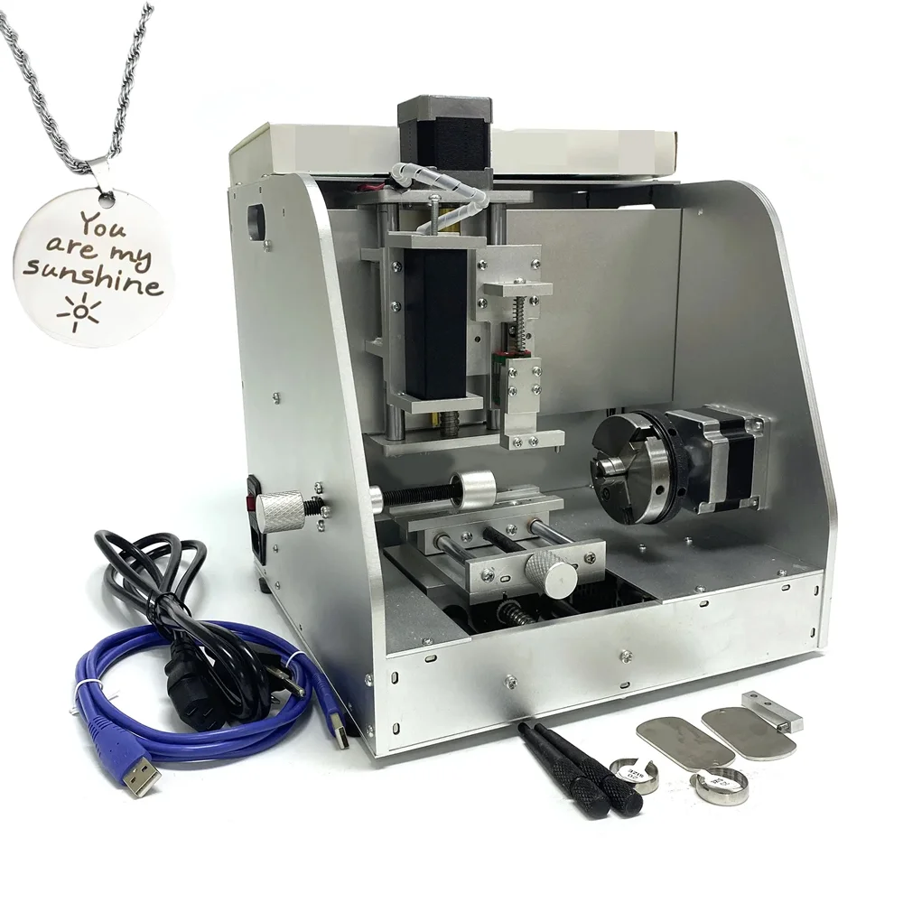 CNC Cutting Metal Engraving Machine for name plate and medal cnc router ring carving metal milling