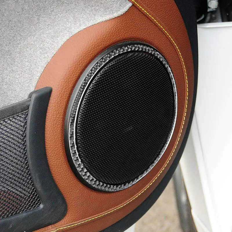 Carbon Fiber Door Speaker Cover Decoraation Ring Car Stickers For Mercedes Smart 451 Fortwo Brabus Inteior Accessories