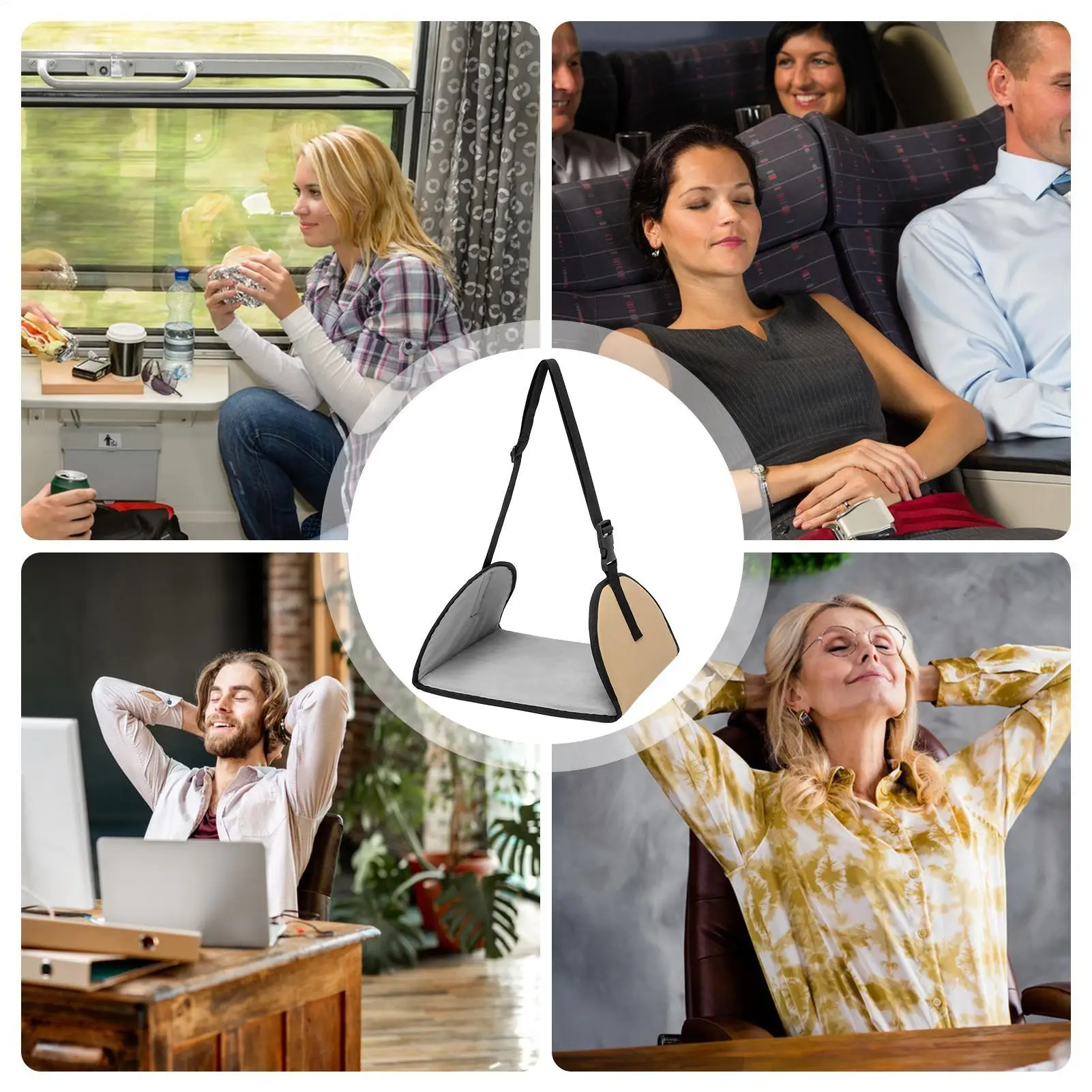 Amaca per piedi per aereo Imbracatura per piedi regolabile per viaggi lunghi sotto la scrivania Comfort per gambe Supporto per poggiapiedi per altalena per auto per il treno di casa