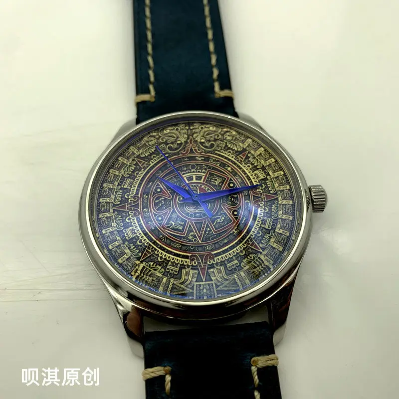 Mayan ancient copper coin modified watch, original fully automatic mechanical men's leather personalized watch