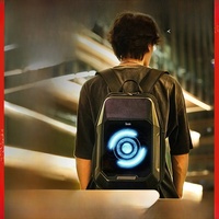 Divoom Cyber-Bag Men's Waterproof Cycling Backpack Pixel Design Dual-Shoulder Bag Trendy Chain Element PU Material Laptop Com...